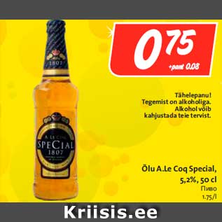 Allahindlus - Õlu A.Le Coq Special
