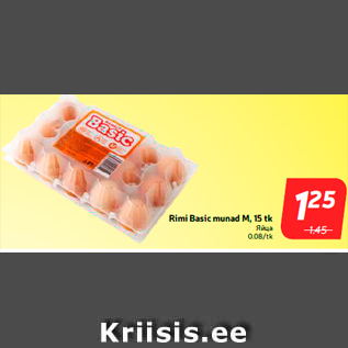 Allahindlus - Rimi Basic munad M, 15 tk