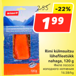 Allahindlus - Rimi külmsuitsu lõhefileetükk nahaga, 120 g