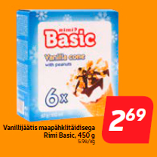Скидка - Ванильное мороженое с арахисовой начинкой Rimi Basic, 450 г