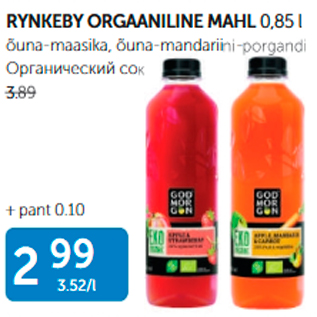 Allahindlus - RYNKEBY ORGAANILINE MAHL 0,85 L