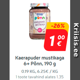 Скидка - Овсянка с черникой 6+ Põnn, 190 г *