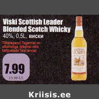 Allahindlus - Viski Scottish Leader Blended Scotch Whicky