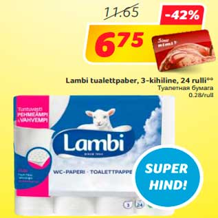 Allahindlus - Lambi tualettpaber, 3-kihiline, 24 rulli**