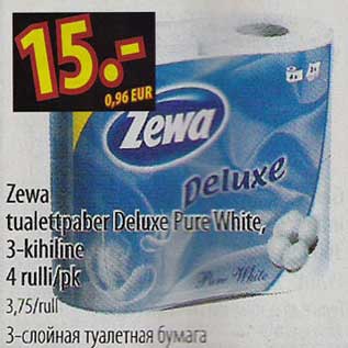 Allahindlus - Zewa tualettpaber Deluxe Pure White