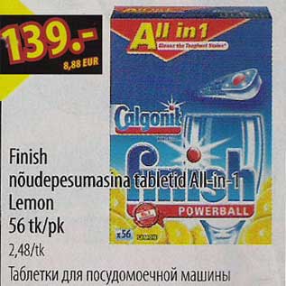 Allahindlus - Finish nõudepesumasina tabletid All-in-1 Lemon