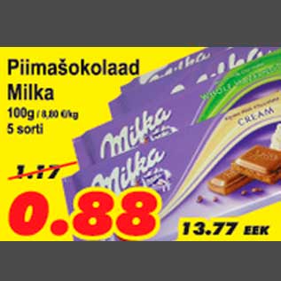 Allahindlus - Piimašokolaad Milka