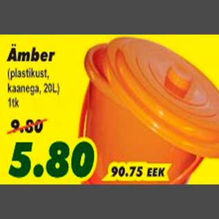 Allahindlus - Ämber plastikust,kaanega