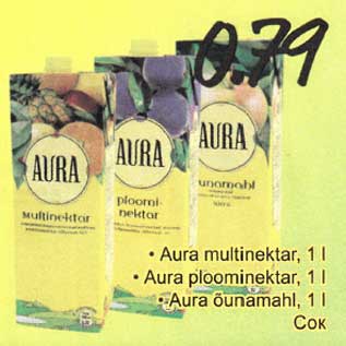 Allahindlus - .Aura multinektar, 1 l .Aura ploominektar, 1 l .Aura õunamahl