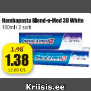 Allahindlus - Hambapasta Blend-a-Med 3D White