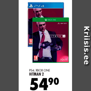 Скидка - PS; XBOX ONE HITMAN 2