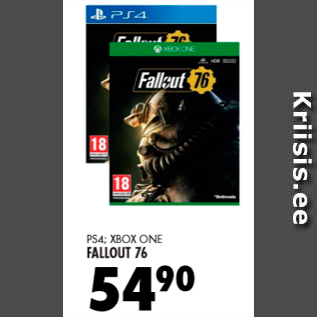 Скидка - PS4; XBOX ONE FALLOUT 76