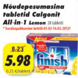 Allahindlus - Nõudepesumasina tabletid Calgonit All-in-1 Lemon