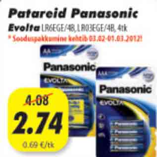 Allahindlus - Patareid Panasonic Evolta