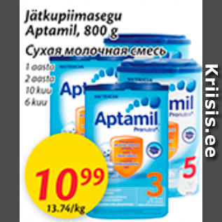 Allahindlus - Jätkupiimasegu Aptamil, 800 g