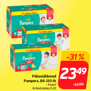 Allahindlus - Püksmähkmed Pampers, 88-120 tk