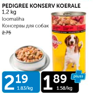 Allahindlus - PEDIGREE KONSERV KOERALE 1,2 KG