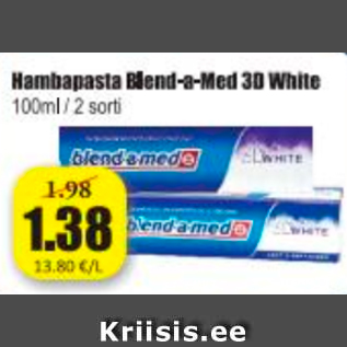 Allahindlus - Hambapasta Blend-a-Med 3D White