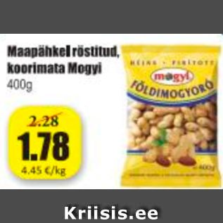 Allahindlus - Maapähkel röstitud, koorimata Mogyi, 400 g