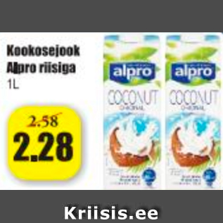 Allahindlus - Kookosejook Alpro riisiga 1 l