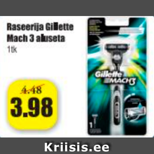 Allahindlus - Raseerija Gillette Mach 3 aluseta 1 tk