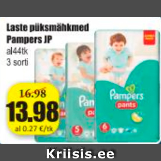 Allahindlus - Laste püksmähkmed Pampers JP