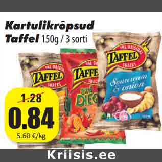 Allahindlus - Kartulikrõpsud Taffel150g / 3 sorti