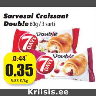 Allahindlus - Sarvesai Croissant Doub!e60g / 3 sorti