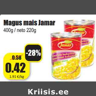 Allahindlus - Magus mais Jamar 400g / neto 220g