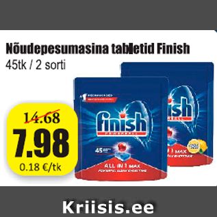 Allahindlus - Nõudepesumasina tabletid Finish