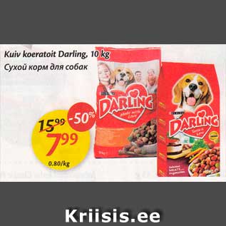 Allahindlus - Kuiv koeratoit Darling, 10 kg