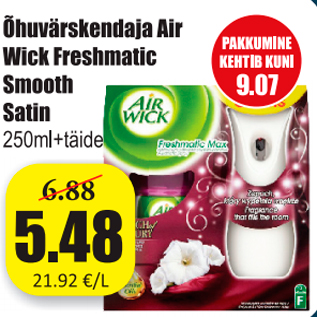 Allahindlus - Õhuvärskendaja Air Wick Freshmatic Smooth Satin