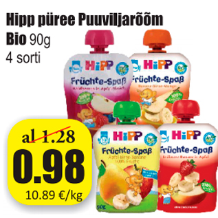 Allahindlus - Hipp püree Puuviljarõõm Bio 90 g