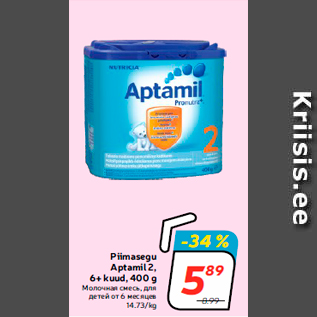 Allahindlus - Piimasegu Aptamil 2, 6+ kuud, 400 g