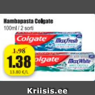 Allahindlus - Hambapasta Colgate