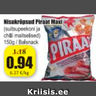 Скидка - Пшеничные чипсы Piraat Maxi