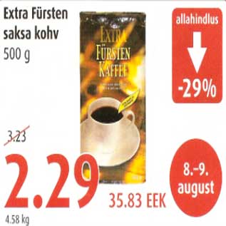 Allahindlus - Extra Fürsten saksa kohv