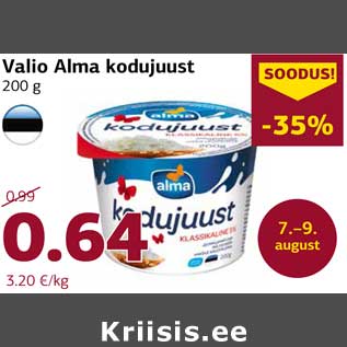 Allahindlus - Valio Alma kodujuust 200 g