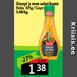 Allahindlus - Sinepi ja mee salatikaste Felix 375g