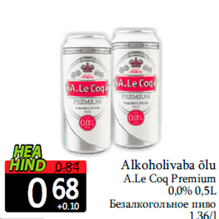 Allahindlus - Alkoholivaba õlu A.Le Coq Premium
