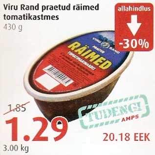 Allahindlus - Viru Rand praetud räimed tomatikastmes