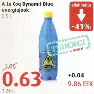 Allahindlus - A.Le.Coq Dynamit Blue energiajook