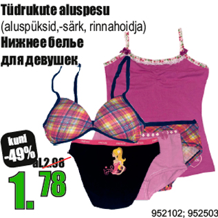 Allahindlus - Tüdrukute aluspesu