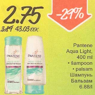 Allahindlus - Pantene Aqua Light šampoon palsam