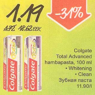 Allahindlus - Colgate Total Advanced hambapasta