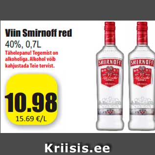 Allahindlus - Viin Smirnoff red