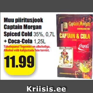 Allahindlus - Muu piiritusjook Captain Morgan Spiced Cold 35%, 0,7L + Coca-Cola 1,25L
