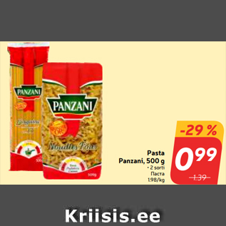 Allahindlus - Pasta Panzani, 500 g