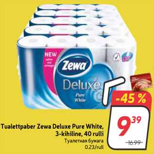 Allahindlus - Tualettpaber Zewa Deluxe Pure White