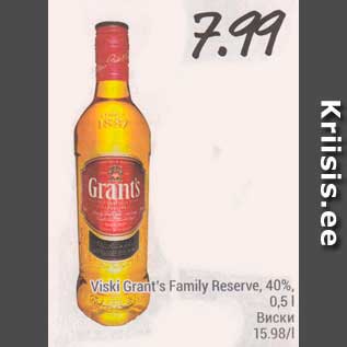 Allahindlus - Viski Grant´s Family Reserve